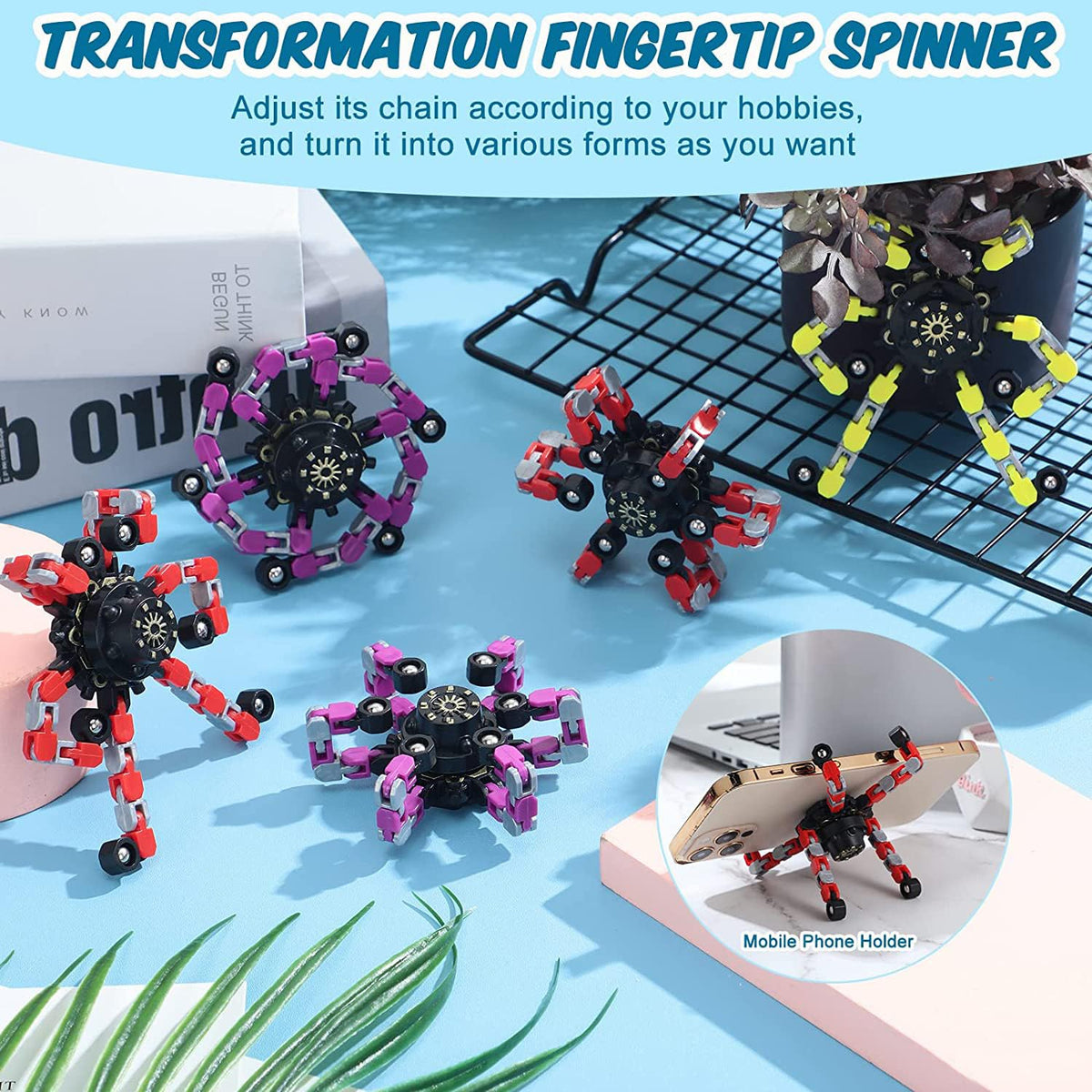 Sengtin spinner shapes changeable allow robots and stands.