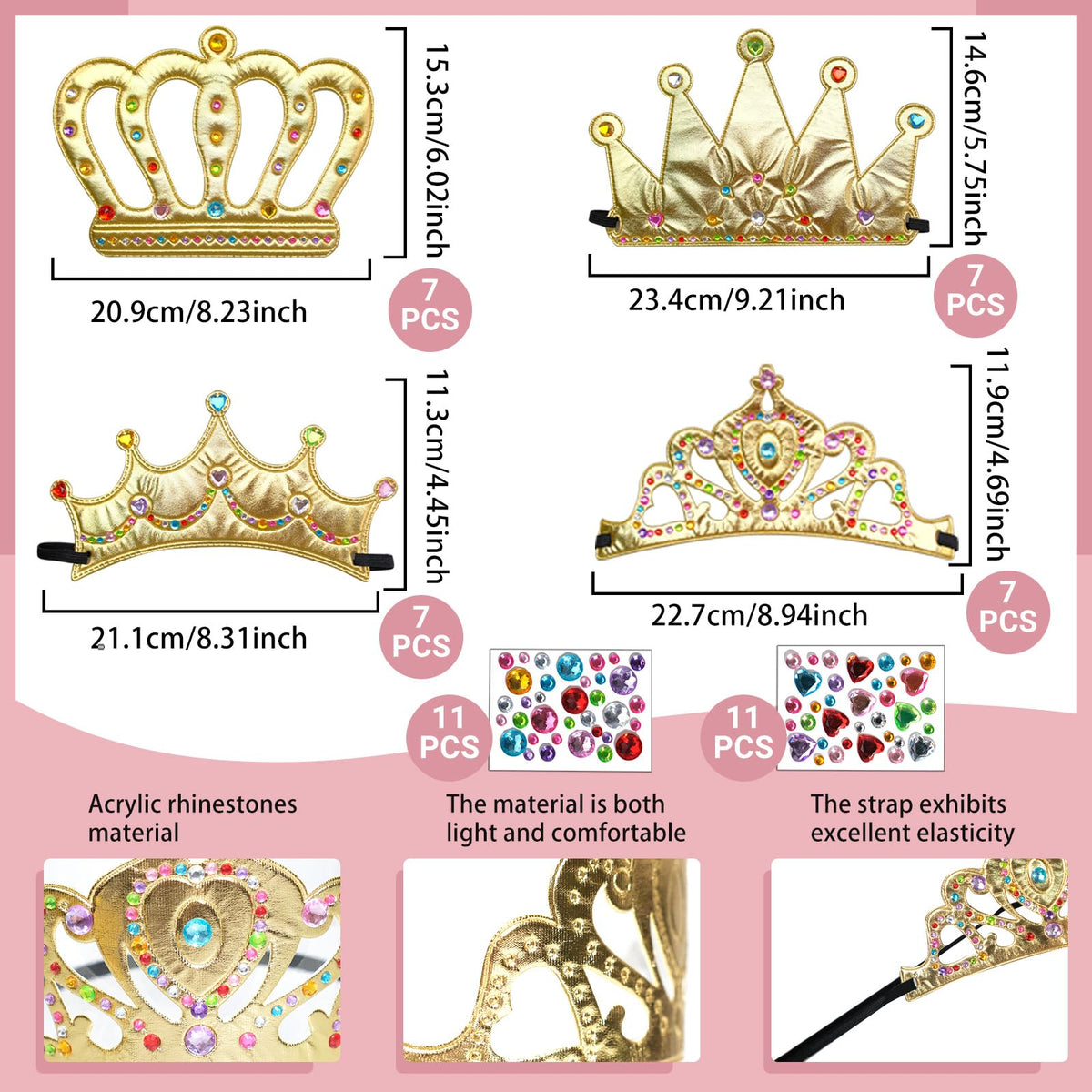 SENONAPO crown sticker sheets with gems for DIY