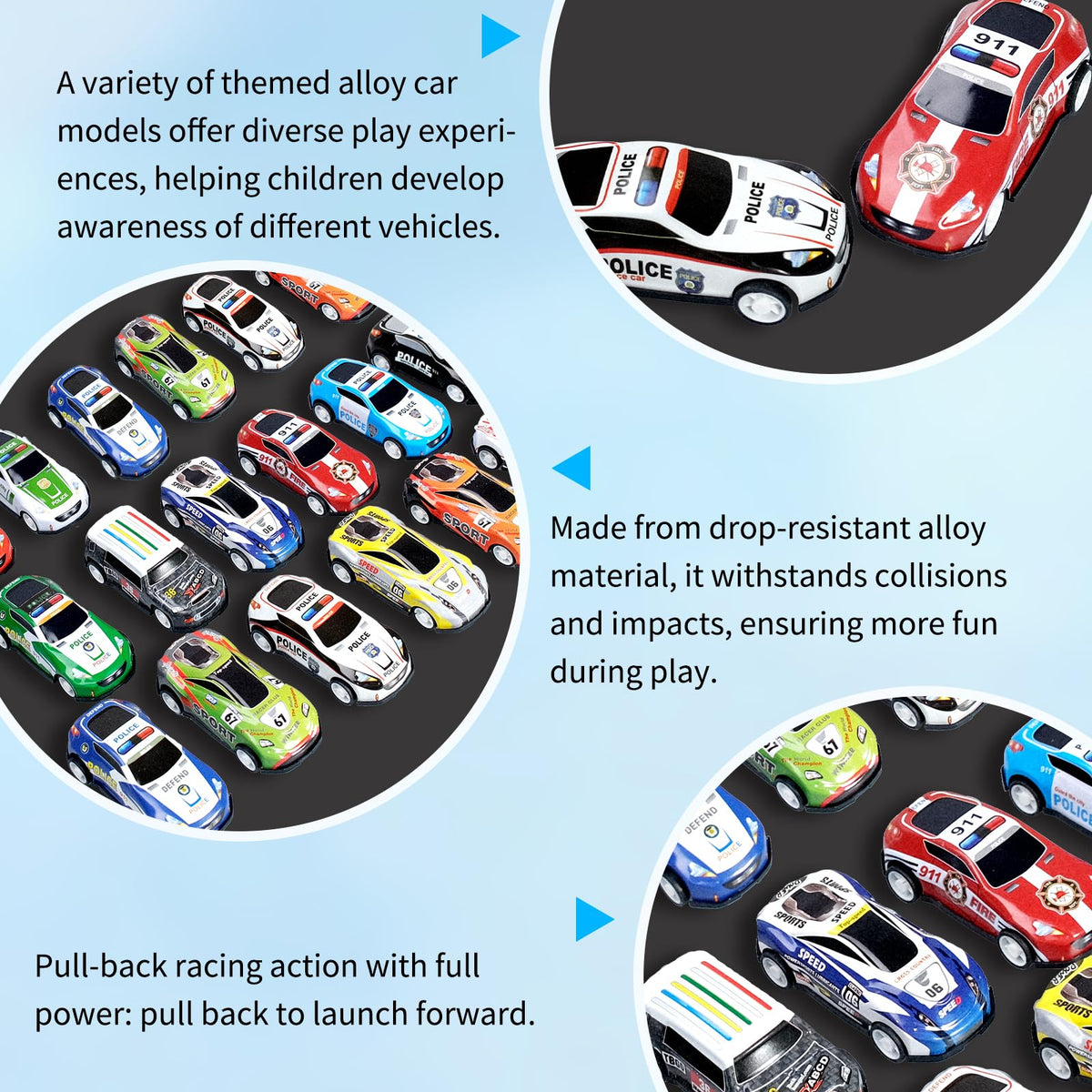 Senonapo toy car gliding across carpet supports versatile play surfaces.