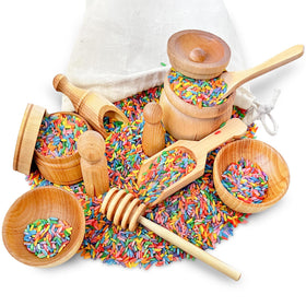 Sensory-N-Stuff honey dipper in smooth wood for gentle sensory play and scoop control.