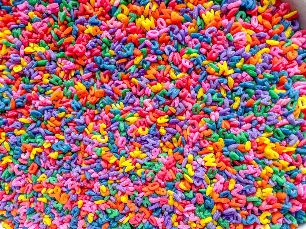 Non-toxic rainbow pasta colors designed for safe sensory play.
