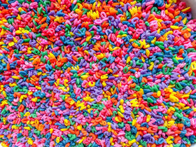Non-toxic rainbow pasta colors designed for safe sensory play.