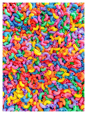 Sensory-N-Stuff rainbow elbow pasta for color-rich sensory bins and fine motor play.