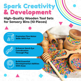 Sensory-N-Stuff wooden scoop for precise pours during playtime.