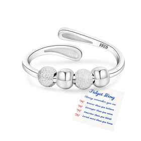 Senteria anxiety ring beads close-up for tactile focus during study or work