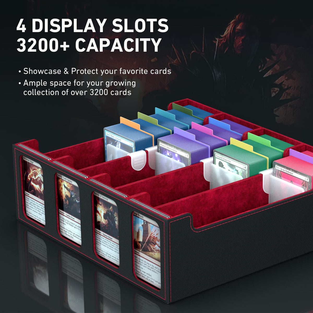 SENVINI with 24 dividers and 4 supports organizing cards upright