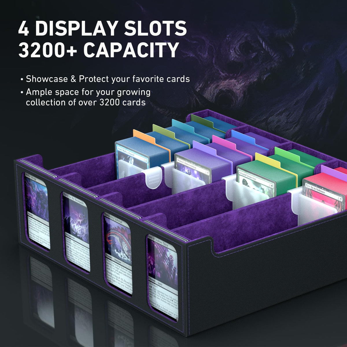 SENVINI 4-Row Trading Card Storage Box dividers for neat organization