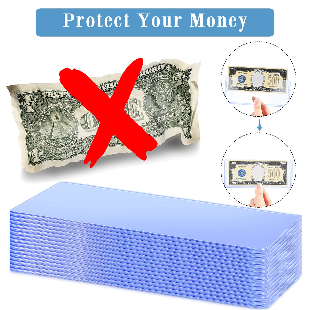Sepamoon clear currency holder keeps your bills visible and preserved.