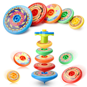 Sepco stack-spinning top set with launcher helps kids develop hand-eye coordination.