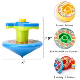Sepco colorfully stacked gyro tops encourage color recognition during challenging stacks.