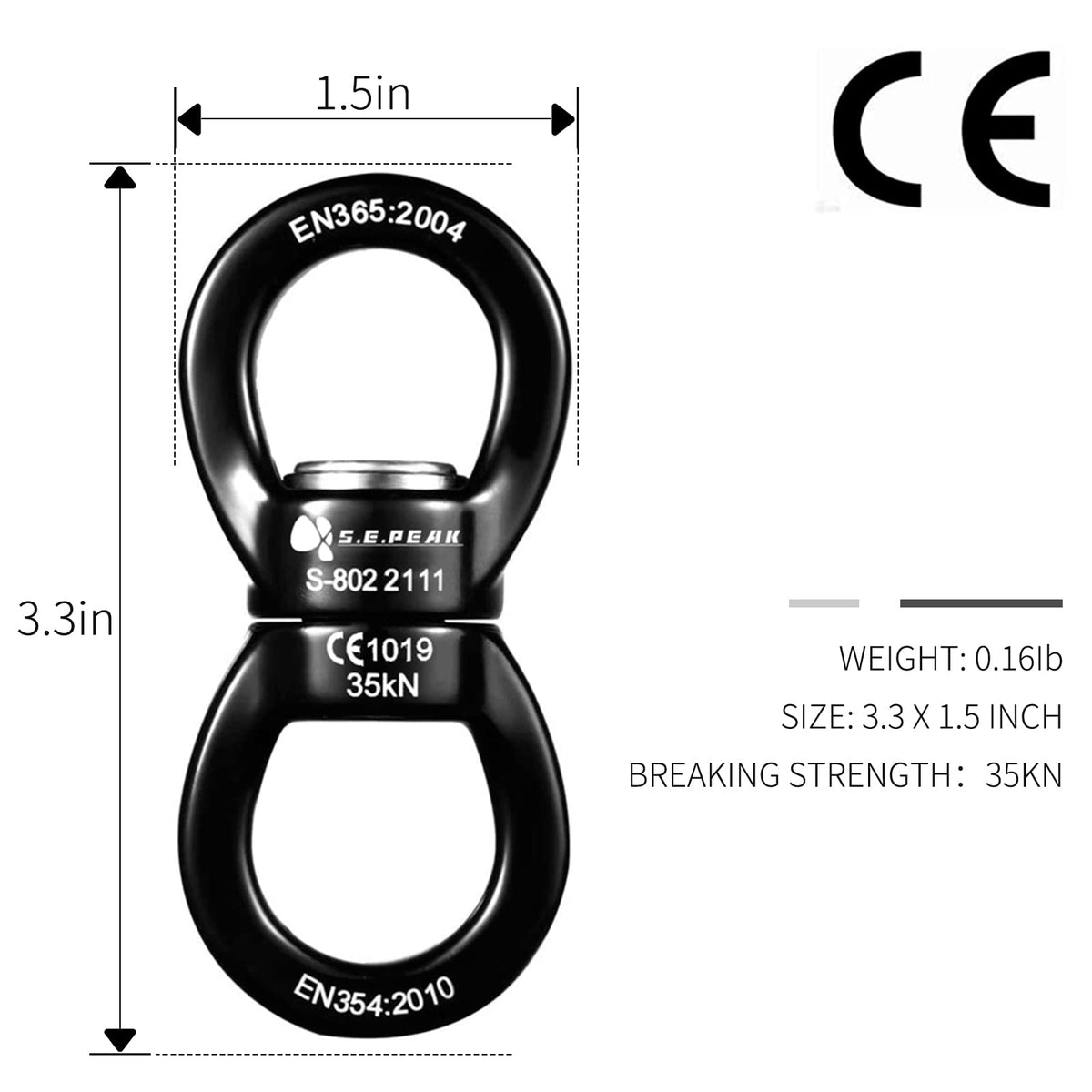 S.E.PEAK versatile swivel suits swings, aerial gear, and other rigging needs.