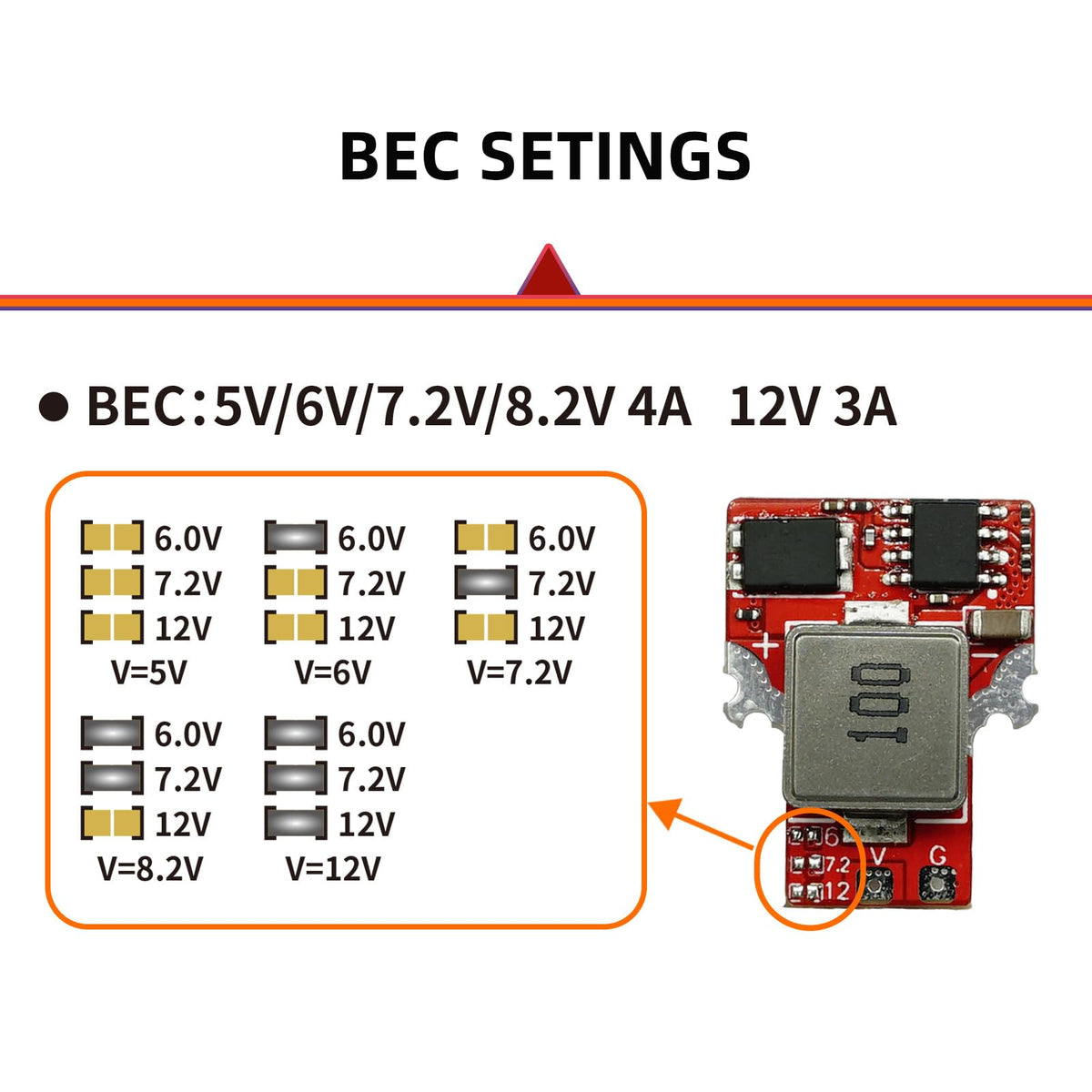 SEQURE 2670 BEC outputs power receivers and servos for RC models.