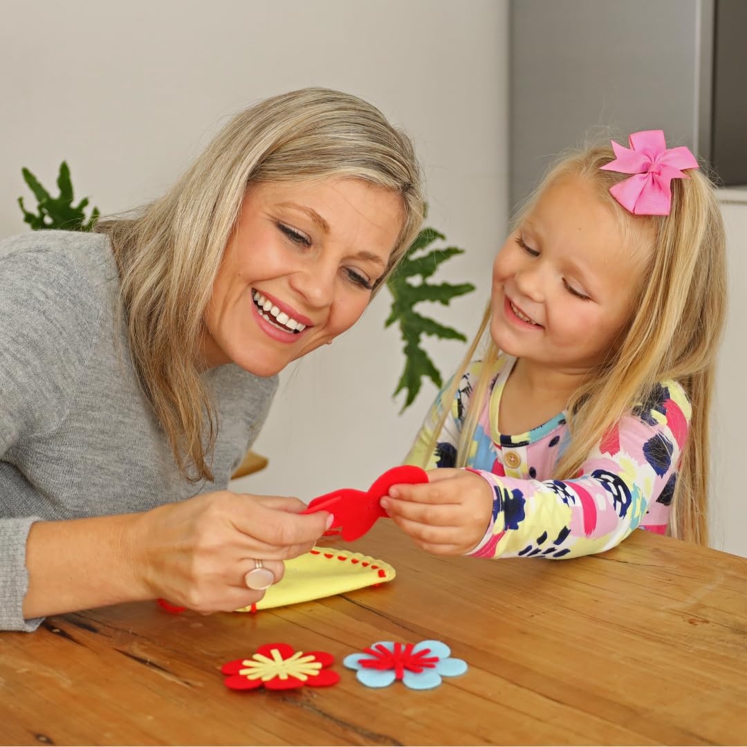 Serabeena purse-assembly-scene demonstrates kids shaping purses while building hand-eye coordination