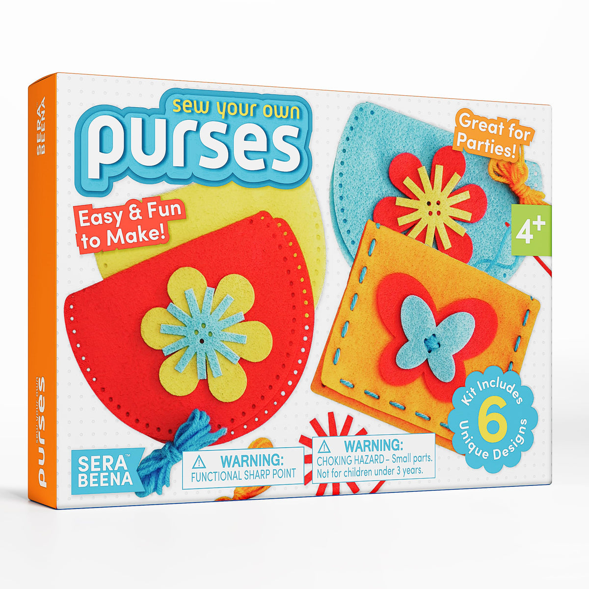 Serabeena-sew-on-accessories show flowers and butterflies for personalized keepsakes and fine motor practice
