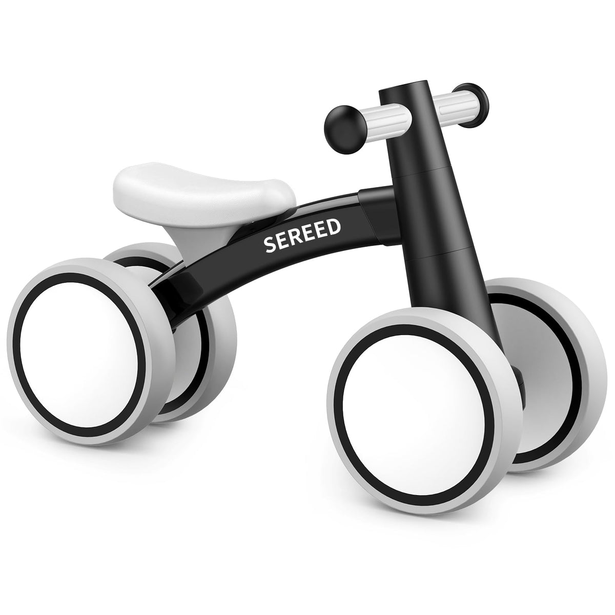 SEREED baby balance bike with 4 wheels for early mobility and fun.