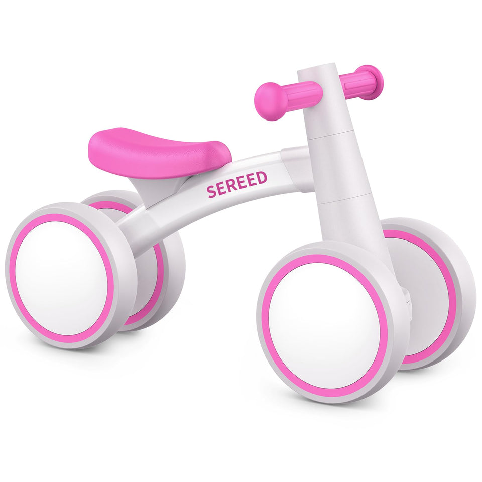 SEREED baby balance bike rose front view promotes early balance and confidence
