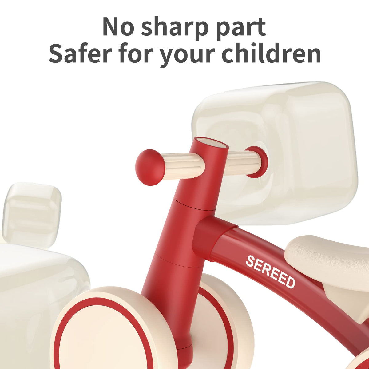Toddler riding SEREED balance bike indoors demonstrating versatile learning space