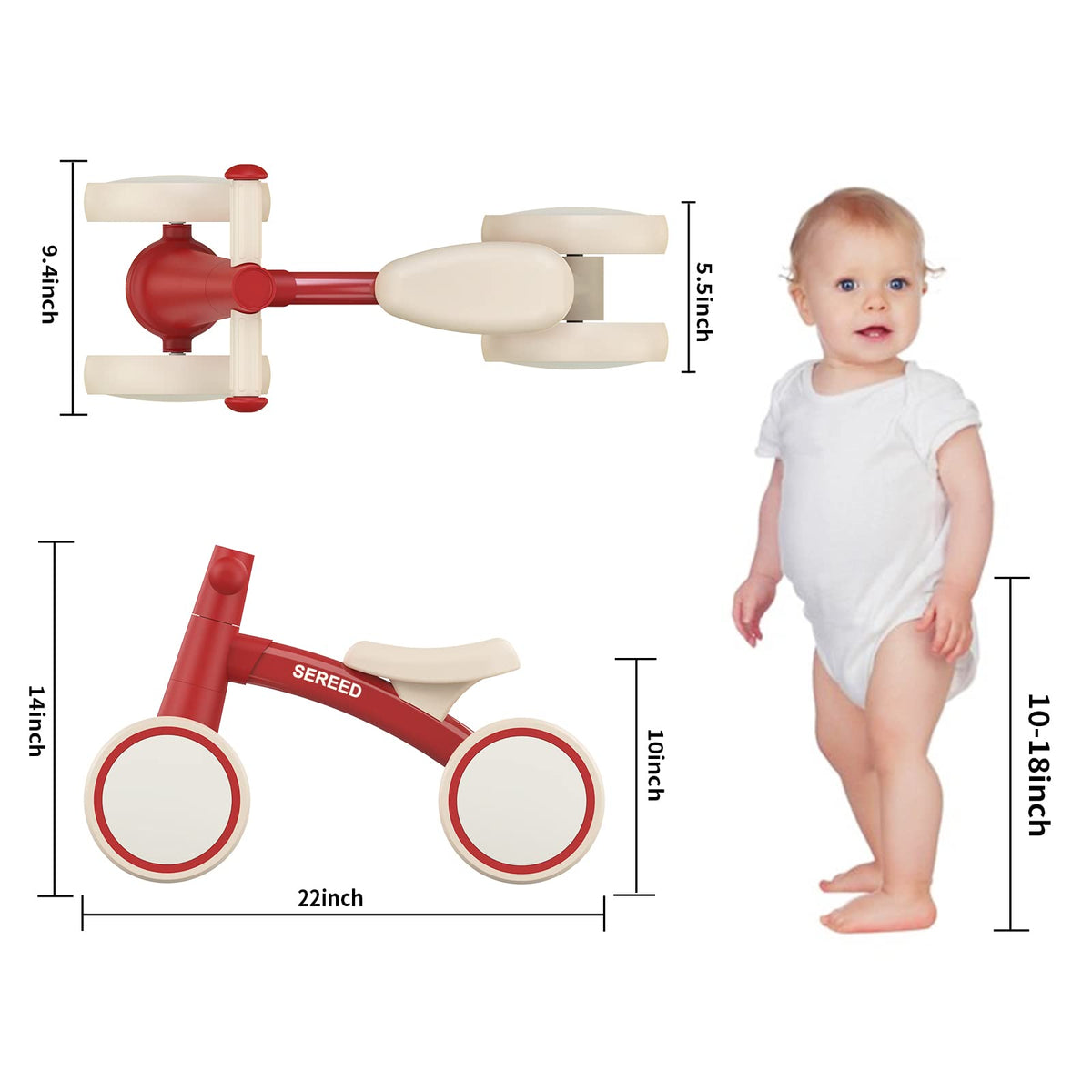 SEREED balance bike aluminum frame highlights sturdy, durable play