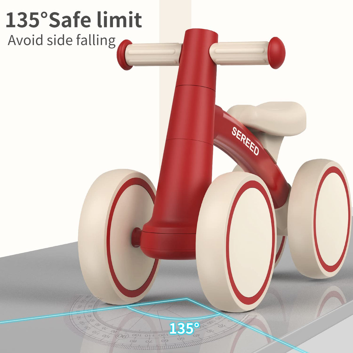 Child riding SEREED balance bike outdoors for smooth, controlled motion