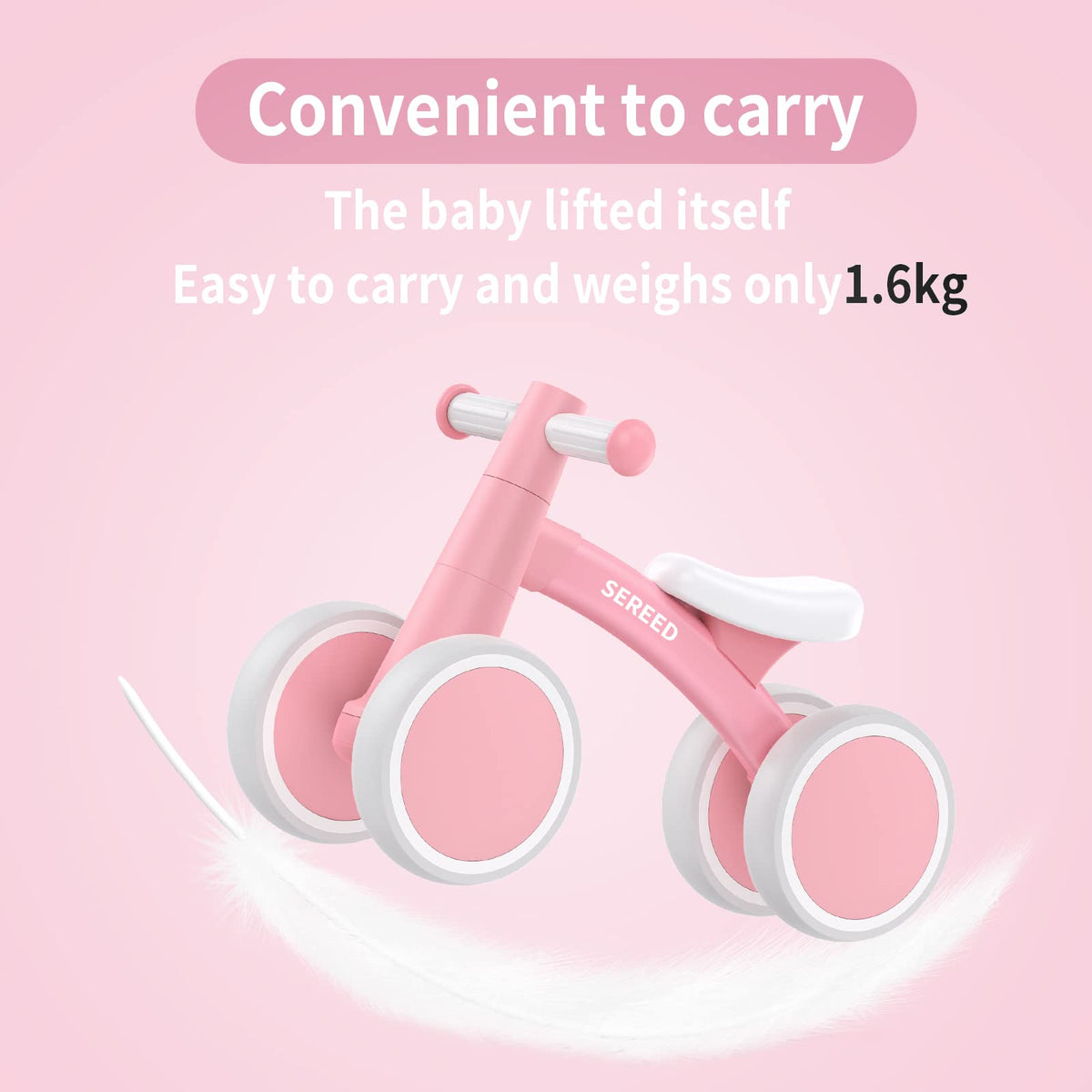 SEREED balance bike soft-seat comfortable ride for toddlers.