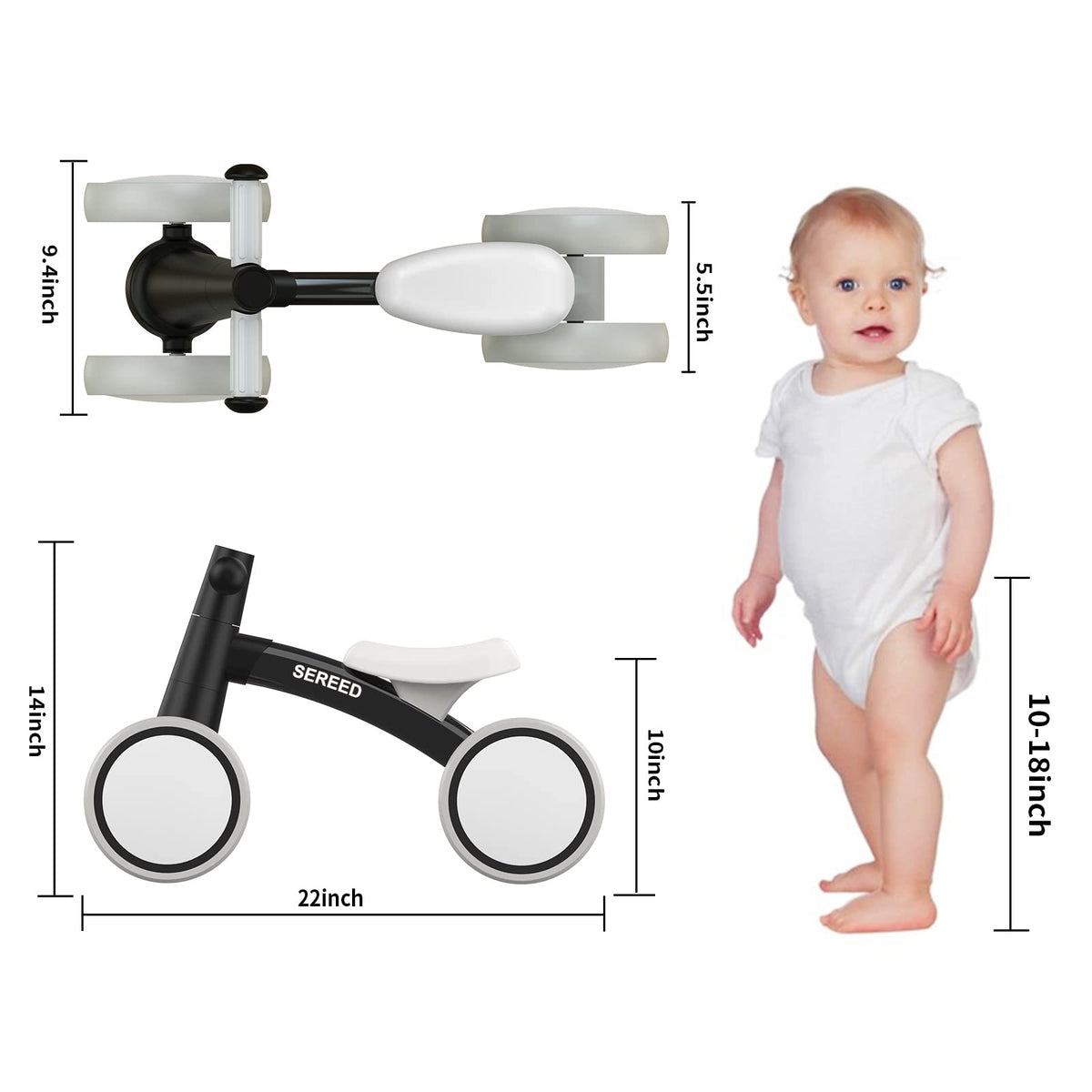 Soft-seat balance bike by SEREED for comfortable toddler rides.