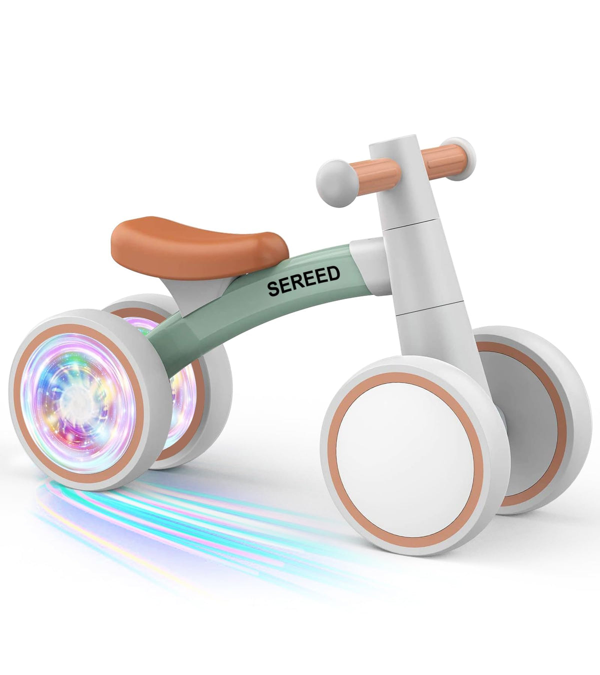 SEREED baby balance bike’s colorful lighting wheel glows when spun
