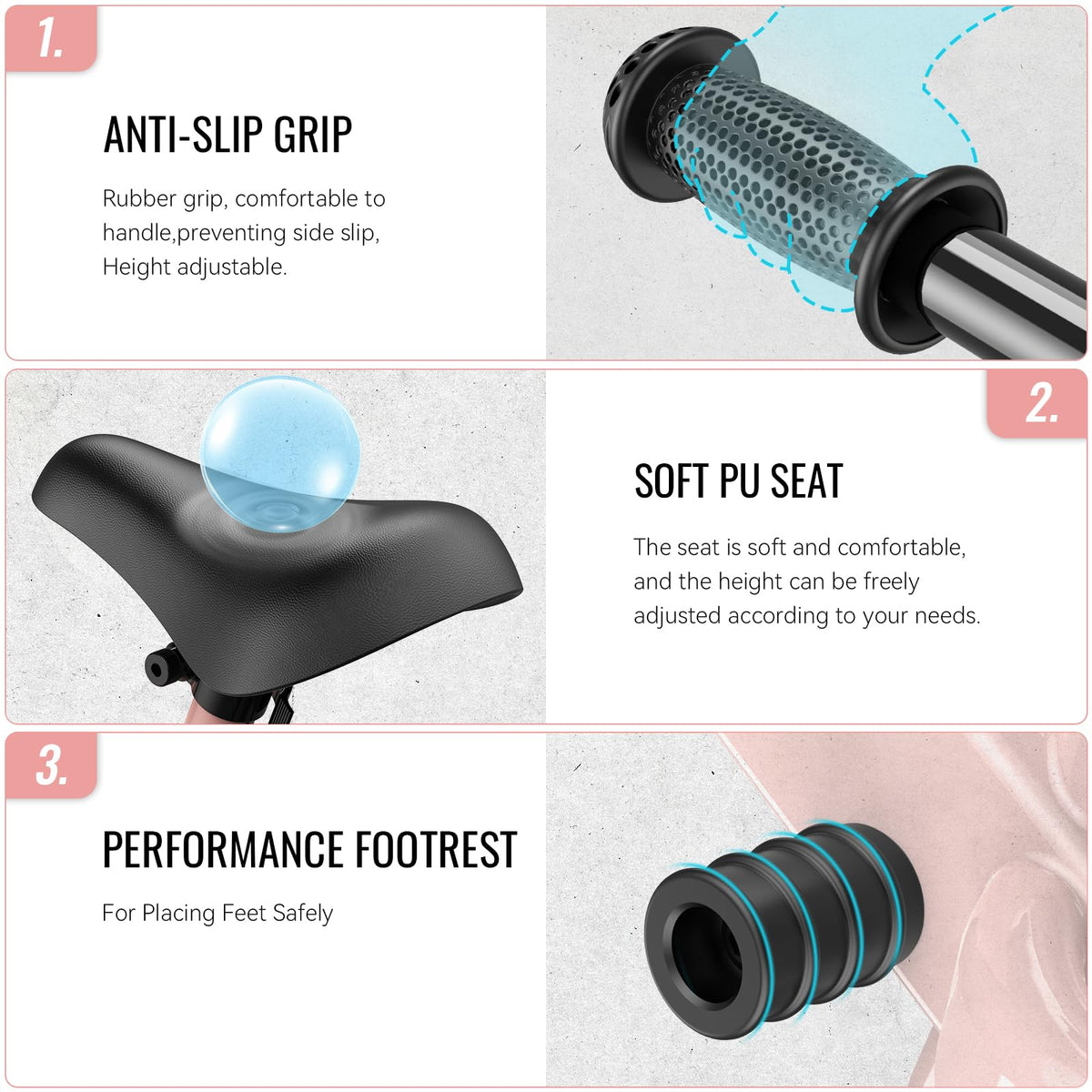 SEREED footrest pad and soft saddle for comfortable rides
