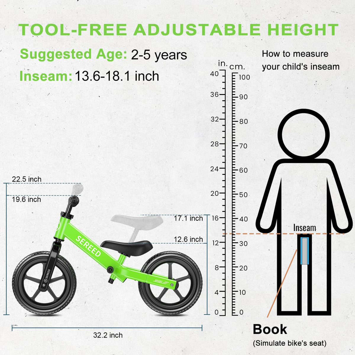 SEREED handlebars adjust to fit your child's reach for confident steering