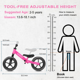 SEREED toddler balance bike soft saddle for comfortable rides