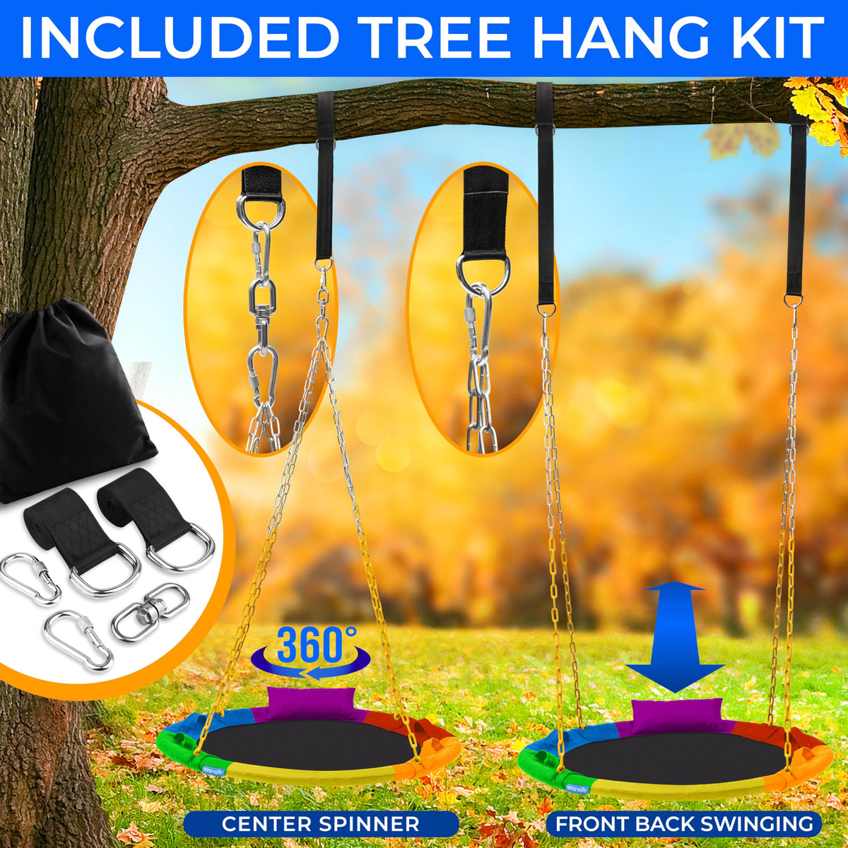 SereneLife 360-degree swivel enables smooth, full-circle swinging action.