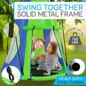 Detachable hangout tent assembly for SereneLife 40-inch swing in green