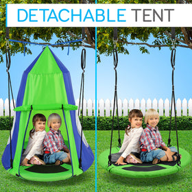 Spacious SereneLife 40-inch swing in green with room for multiple riders