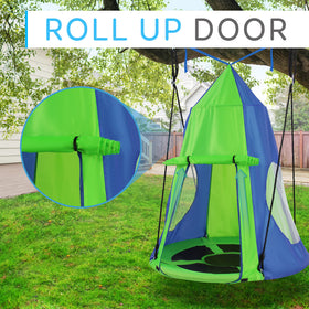 Indoors or outdoors, SereneLife green swing blends with space