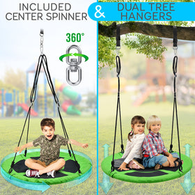 SereneLife 40-inch kids hanging tent swing in green ready for backyard fun