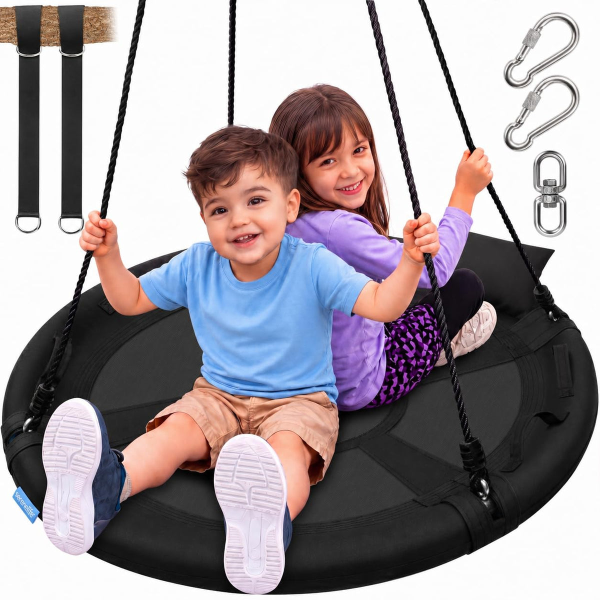 SereneLife 40-inch saucer swing seat for backyard fun and multi-rider use