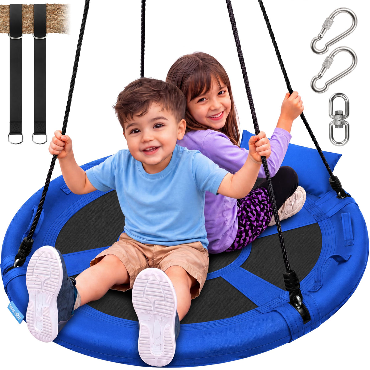 SereneLife 40-inch saucer swing seat for backyard fun and easy setup.