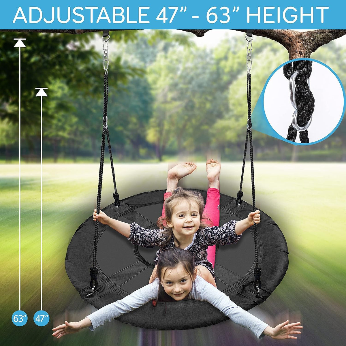 SereneLife heavy-duty metal frame supports safe swinging