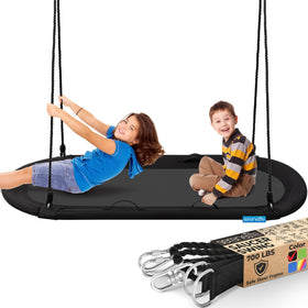 SereneLife oval saucer swing 67-inch seat, ideal for backyard family fun.