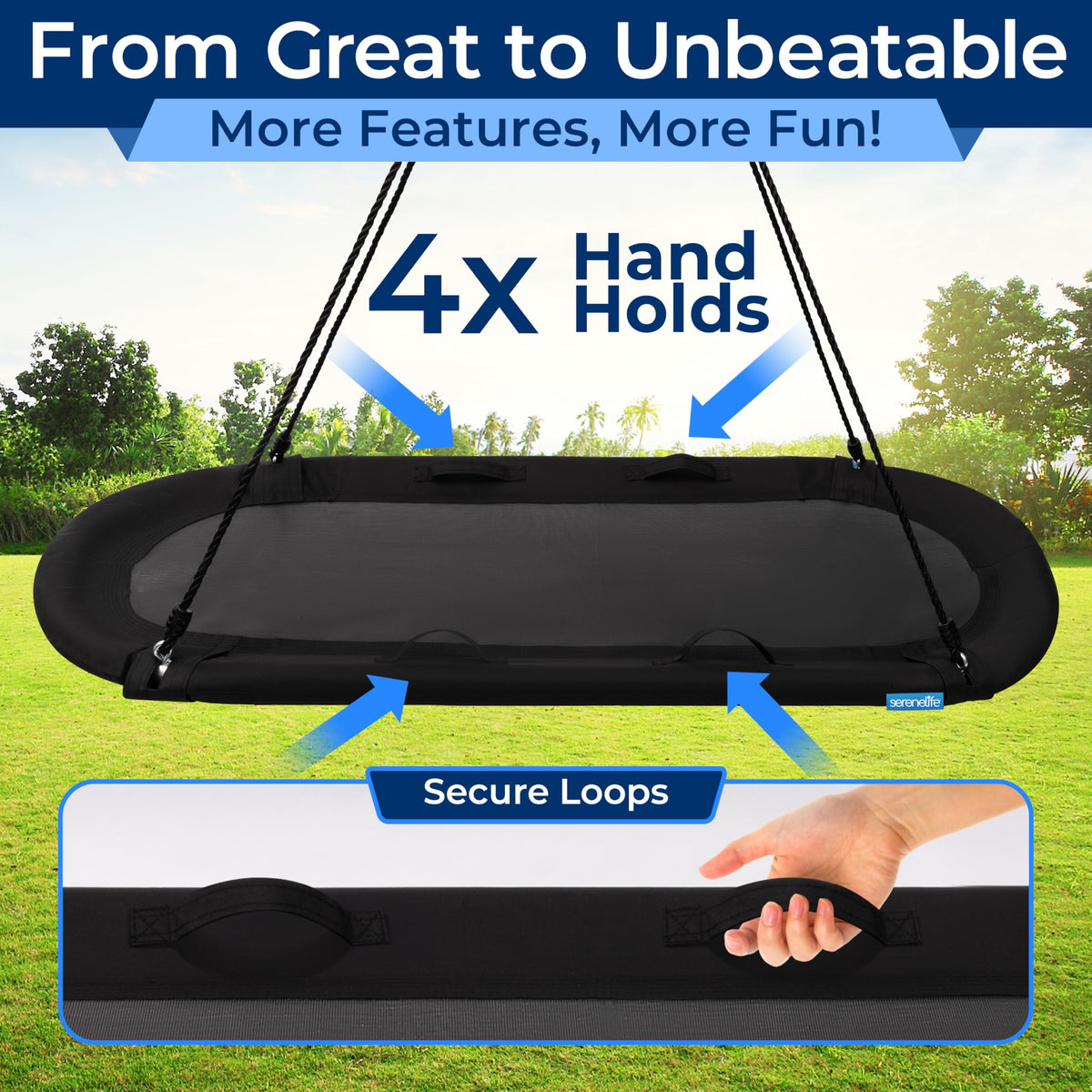 SereneLife marine-frame supports up to three riders for sturdy outdoor use.