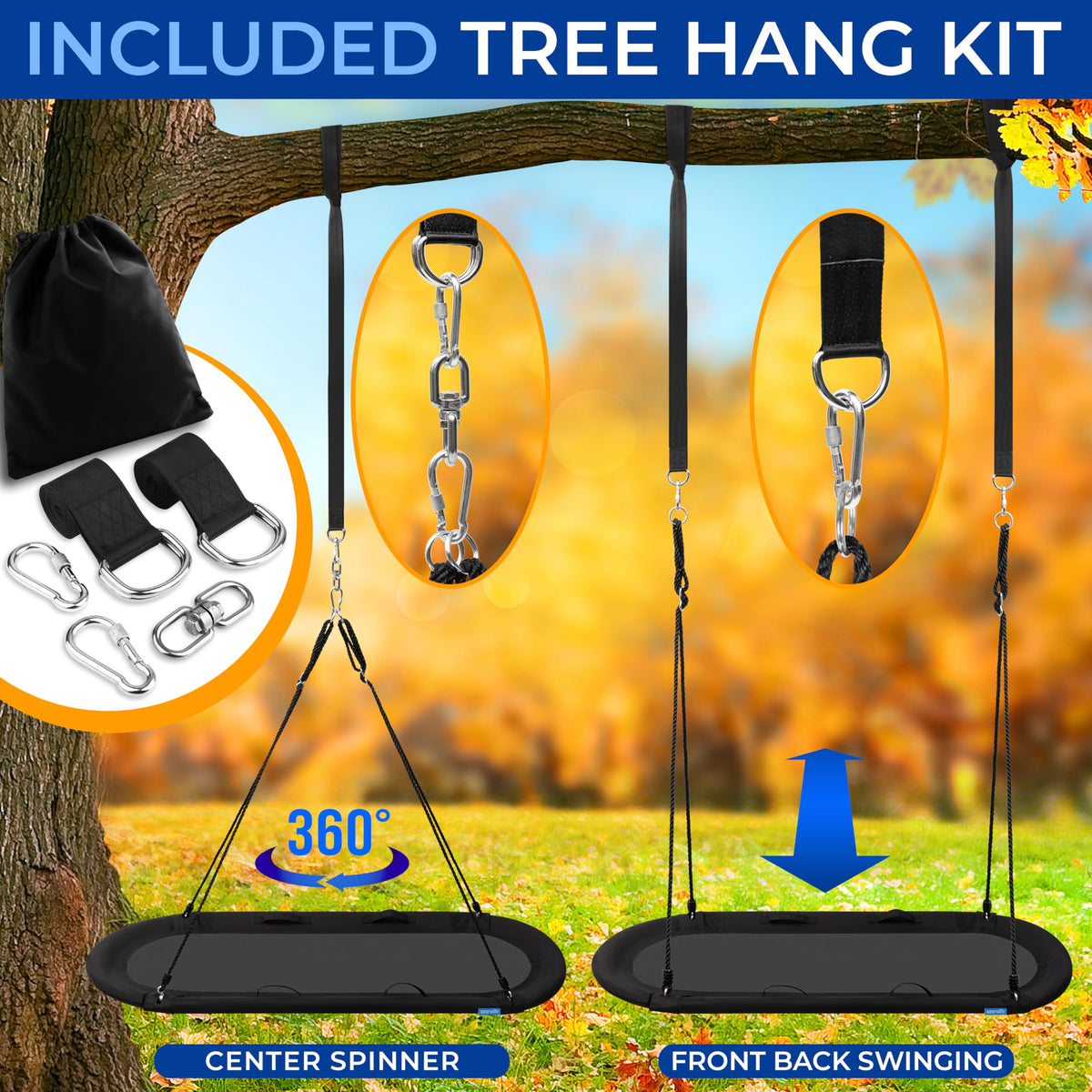 SereneLife saucer swing pillow provides extra comfort during outdoor rides.