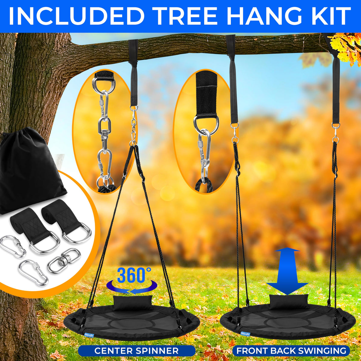SereneLife universal hanging kit in use for tree or post mounting