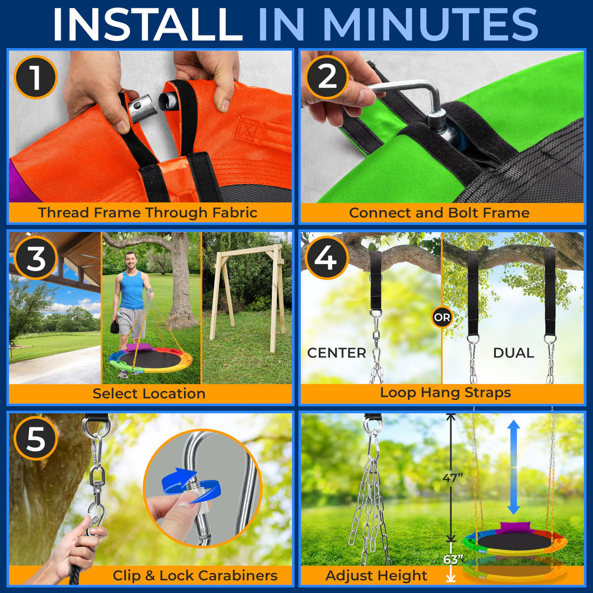SereneLife weatherproof outdoor swing withstands rain and sun for year-round use.