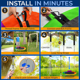 SereneLife weatherproof outdoor swing withstands rain and sun for year-round use.