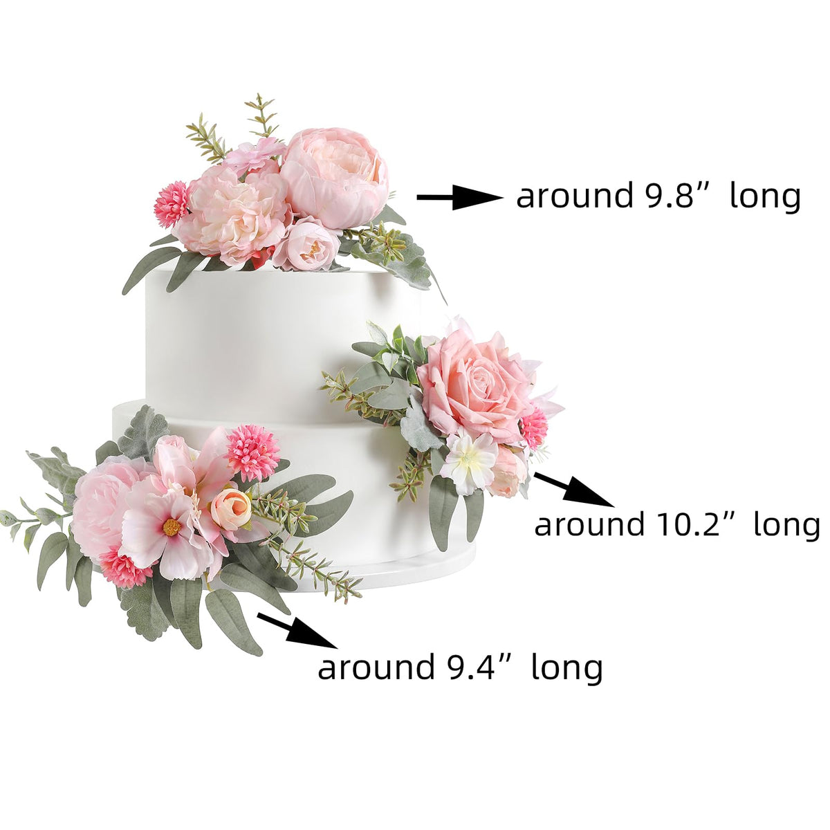 Serra Flora pink side flower arrangements complement the cake display.