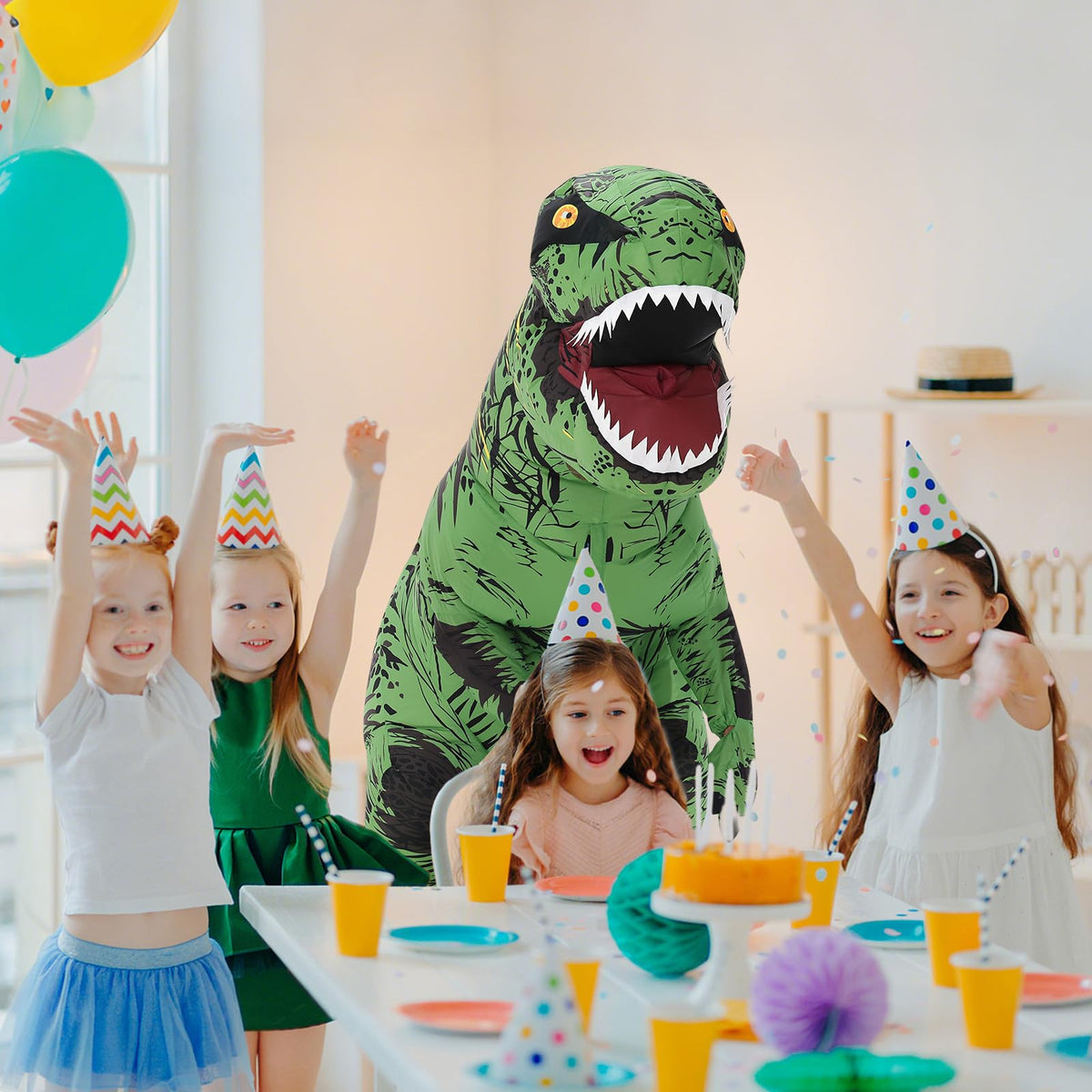 Servllcell dinosaur costume packaging includes fan, battery pack, and manual