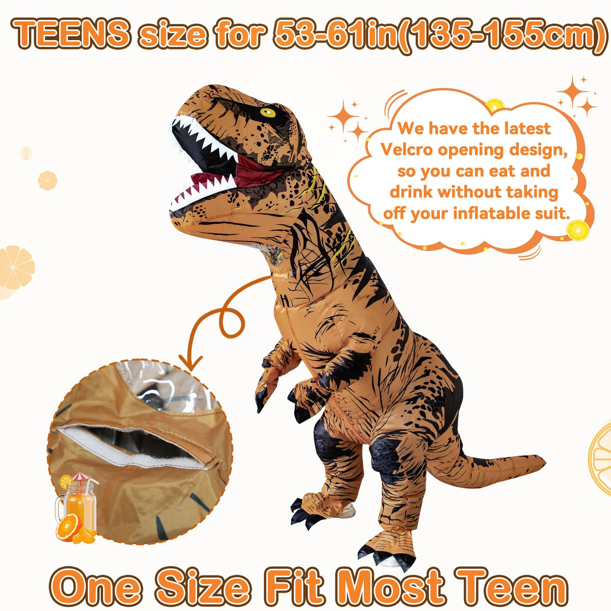 Servllcell inflatable dinosaur costume with fan and battery pack ensures quick inflation and portability.