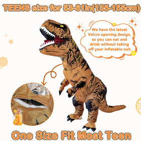 Servllcell inflatable dinosaur costume with fan and battery pack ensures quick inflation and portability.