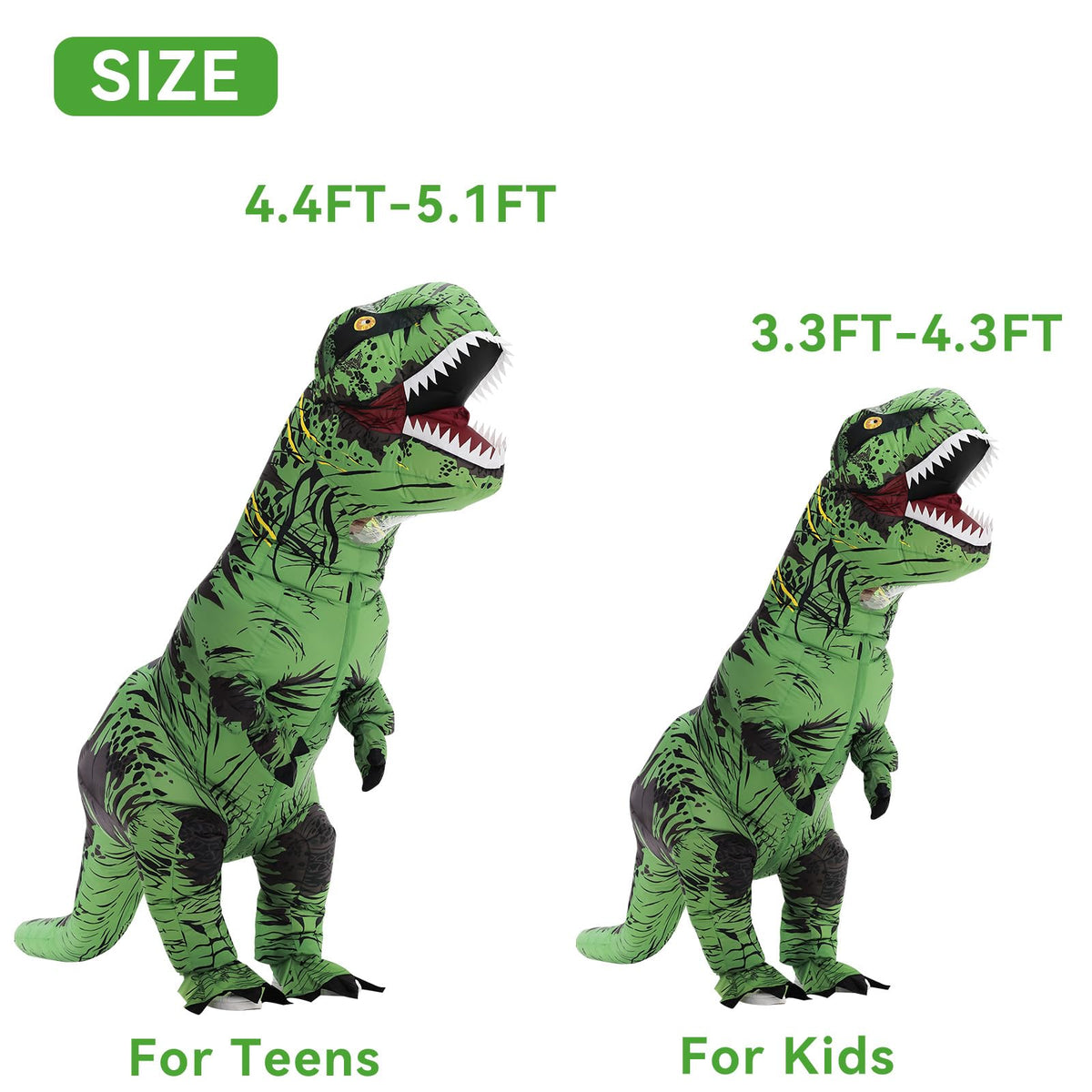 Servllcell inflatable T-Rex costume with fan for quick inflation