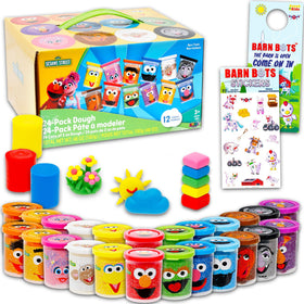 Sesame Street dough kit with 24 tubs for creative play and party activities.
