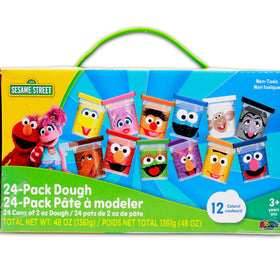 Sesame Street dough kit with stickers and a door hanger for festive party decor and giveaways.